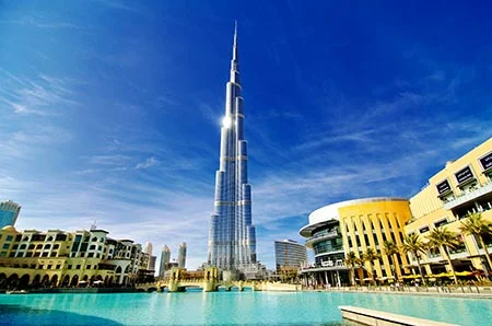 The Burj Khalifa is the world’s tallest building, standing at an astounding 828 meters (2,717 feet) in height